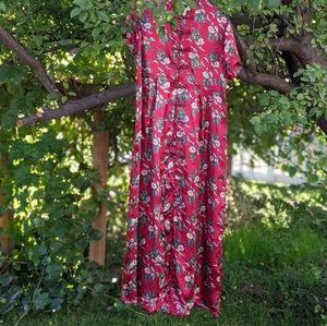 Vintage April Cornell rayon cheongsam shirt dress mandarin collar